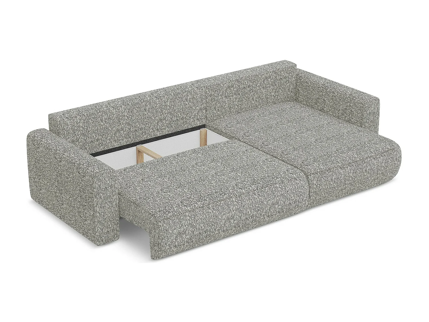 Narożnik prawostronny z funkcją spania - z tkaniny strukturalnej - ciemny beż - KAPUA