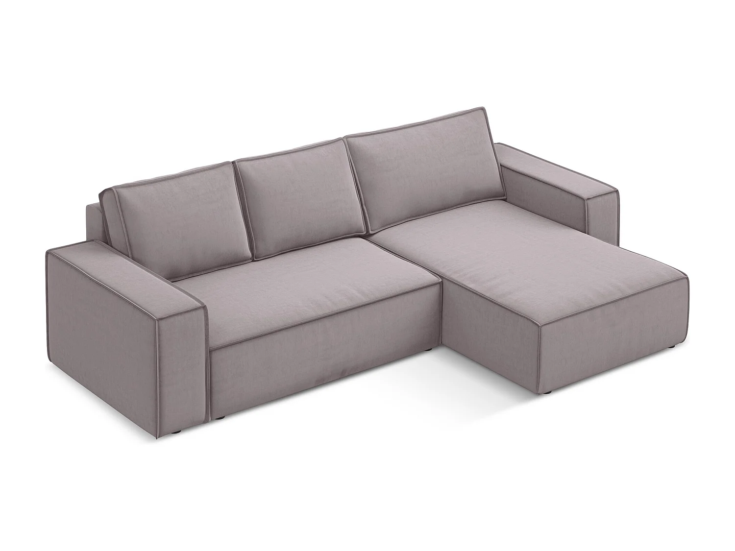 Ecksofa mit Schlaffunktion - Ecke Rechts - Samt - Lavendel - KIMO