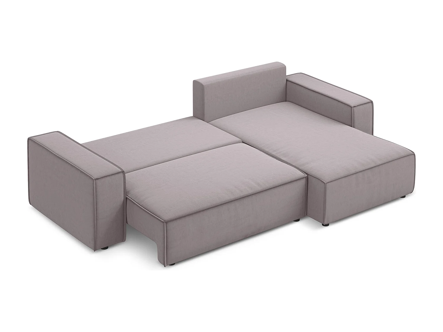 Ecksofa mit Schlaffunktion - Ecke Rechts - Samt - Lavendel - KIMO
