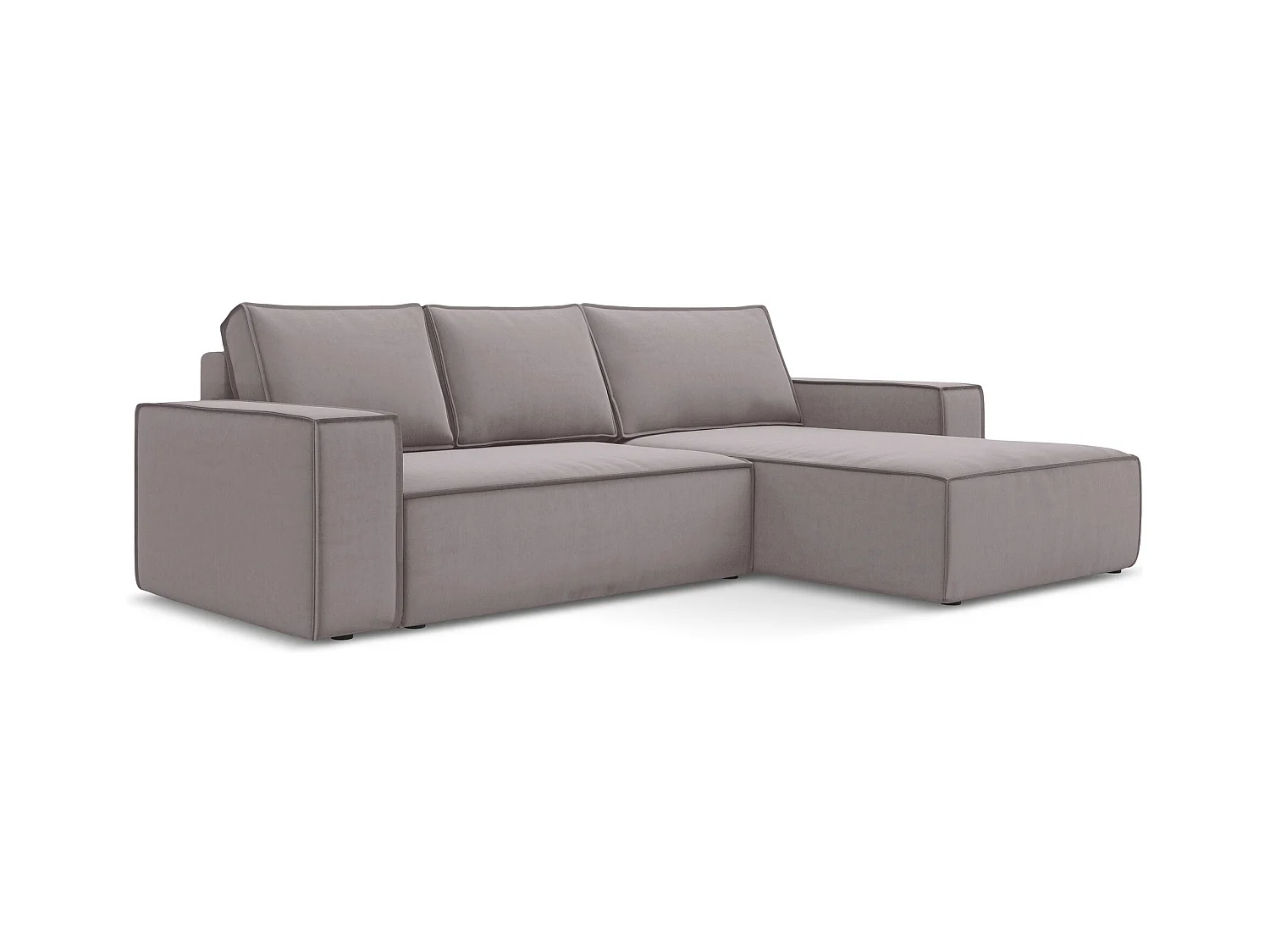 Canapé d’angle 3 places droit convertible en velours - lavande - KIMO