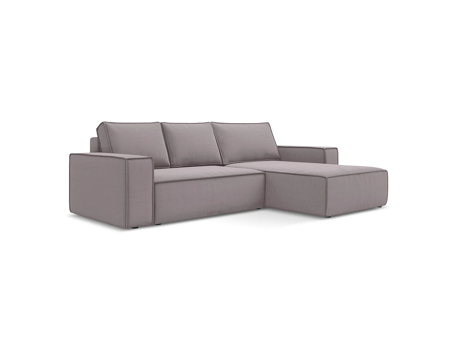 Ecksofa mit Schlaffunktion - Ecke Rechts - Samt - Lavendel - LIVORNO