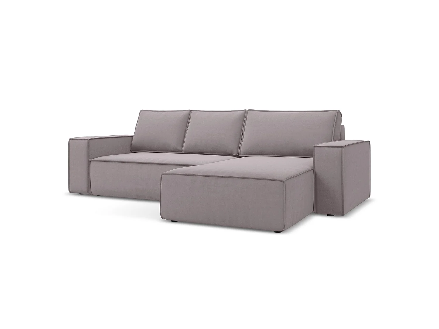 Ecksofa mit Schlaffunktion - Ecke Rechts - Samt - Lavendel - LIVORNO