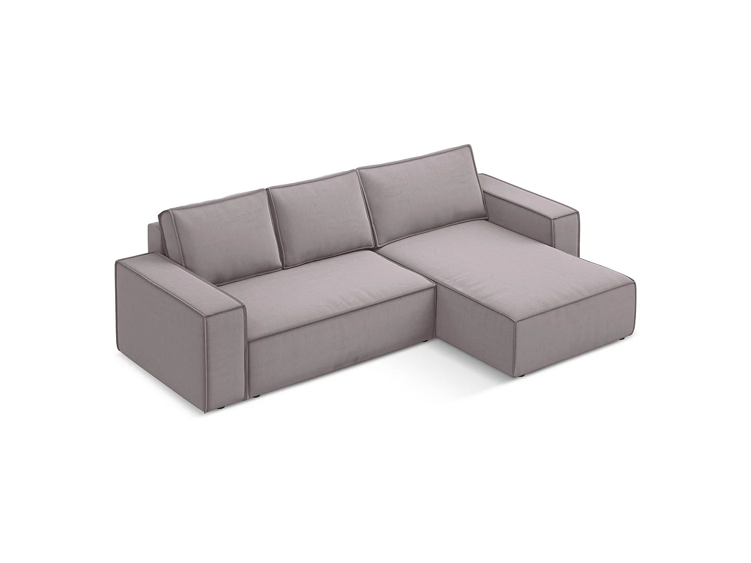 Ecksofa mit Schlaffunktion - Ecke Rechts - Samt - Lavendel - LIVORNO