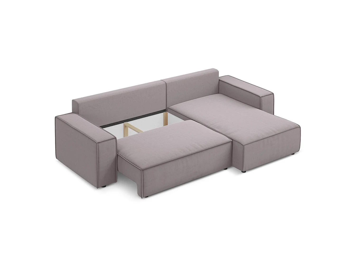 Ecksofa mit Schlaffunktion - Ecke Rechts - Samt - Lavendel - LIVORNO