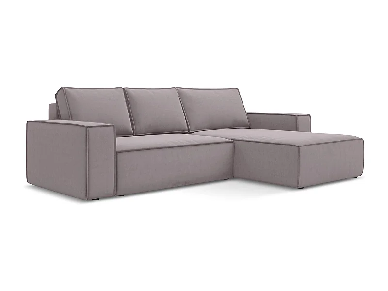 Ecksofa mit Schlaffunktion - Ecke Rechts - Samt - Lavendel - KIMO