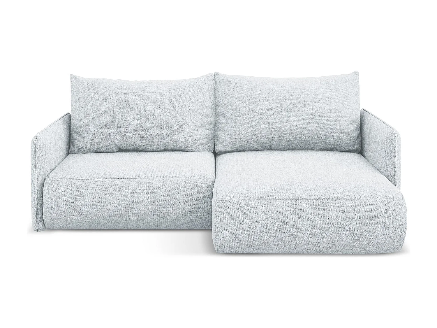 Narożnik prawostronny z funkcją spania - z tkaniny szenilowej - jasny niebieski - NANEA