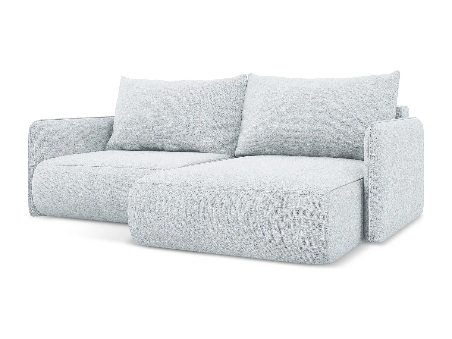 Narożnik prawostronny z funkcją spania - z tkaniny szenilowej - jasny niebieski - NANEA