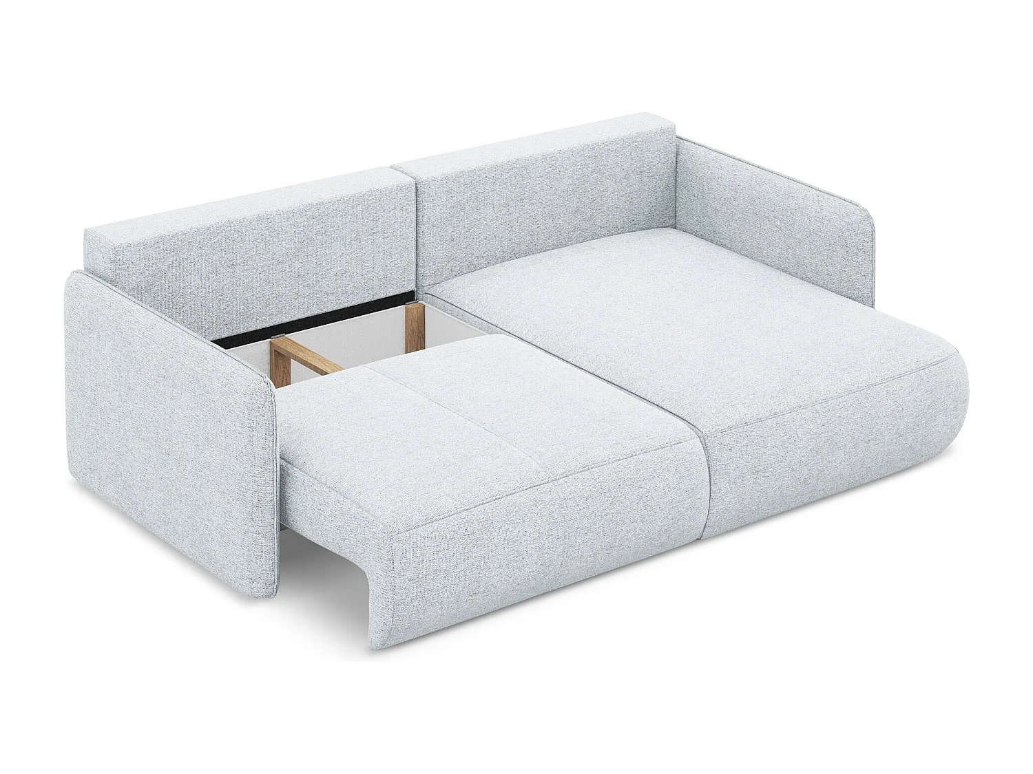 Narożnik prawostronny z funkcją spania - z tkaniny szenilowej - jasny niebieski - NANEA