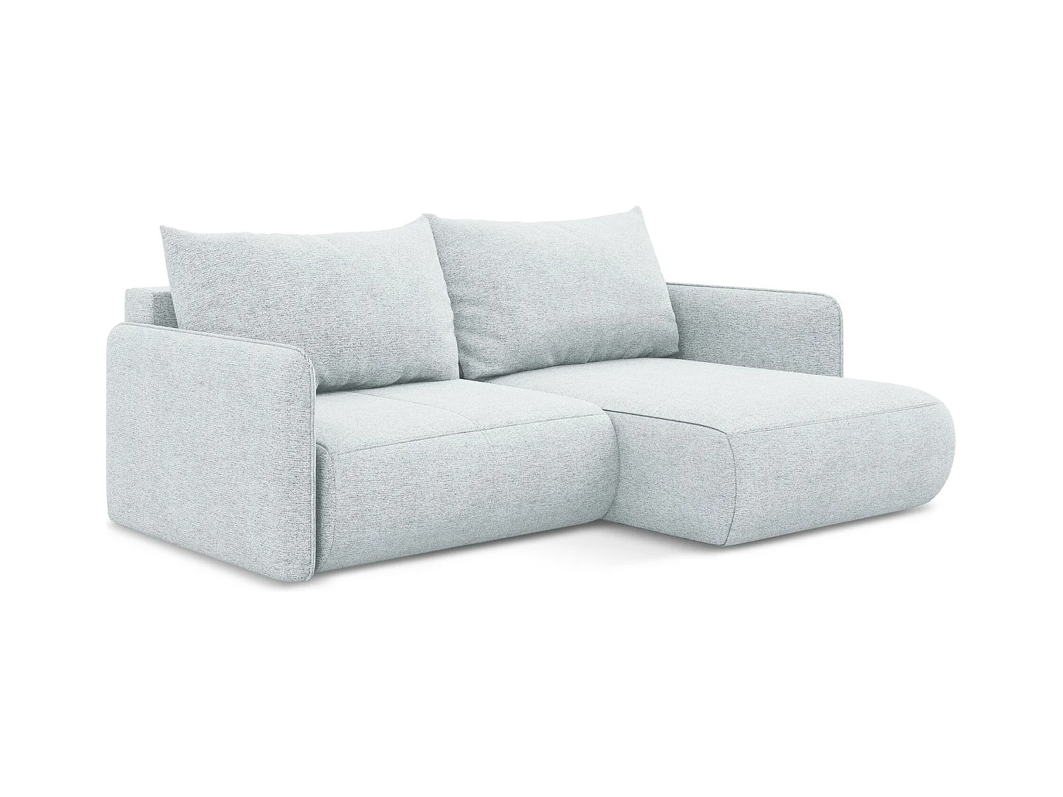 Canapé d’angle 2,5 places droit convertible en tissu chenille - bleu clair - NANEA
