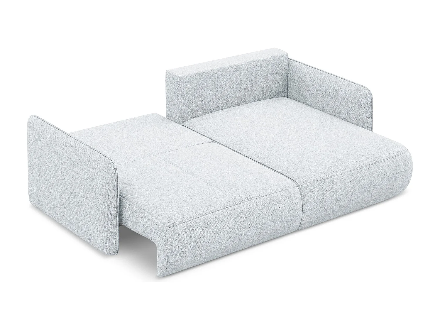 Hoekslaapbank rechts van lichtblauw chenille stof - NANEA