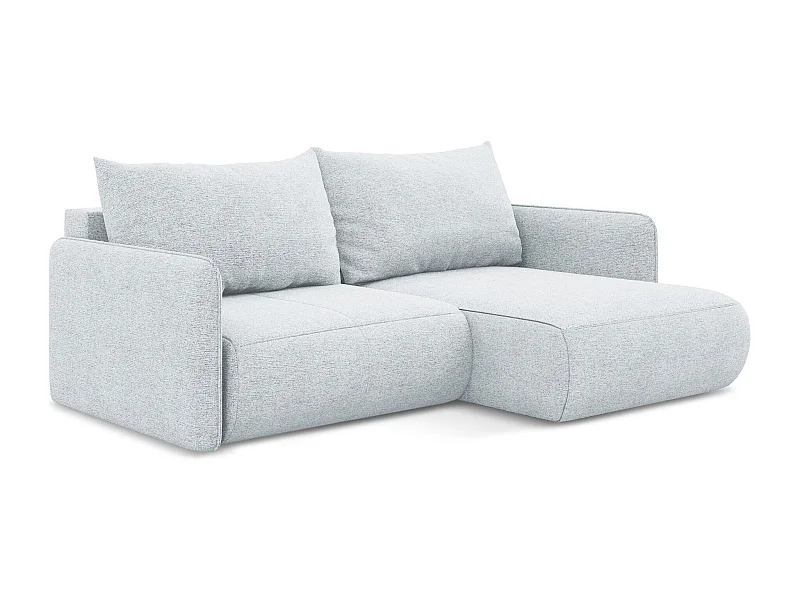 Canapé d’angle 2,5 places droit convertible en tissu chenille - bleu clair - NANEA