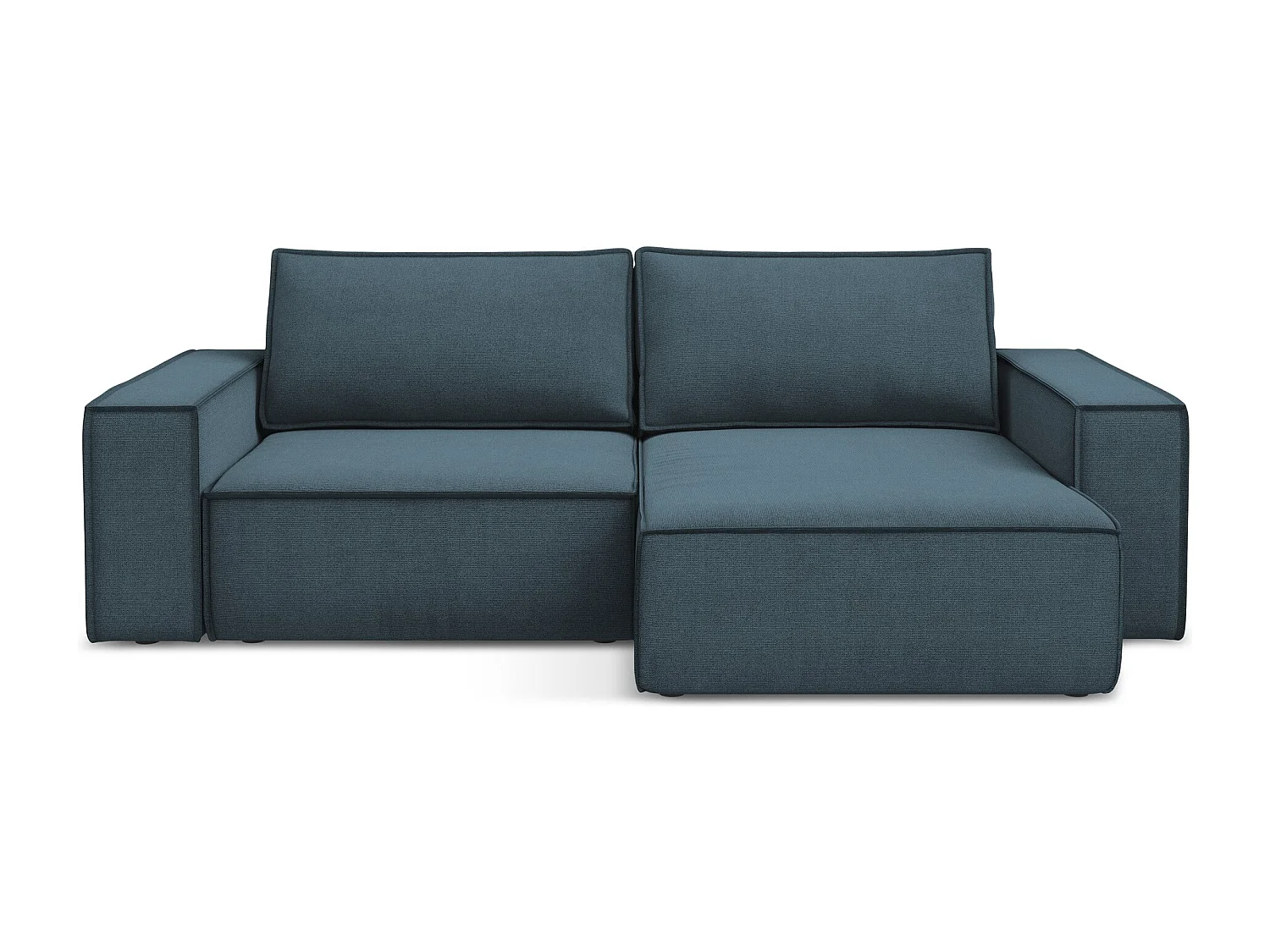 2-Sitzer Ecksofa mit Schlaffunktion - Ecke Rechts - Strukturstoff - Jeans - KIMO