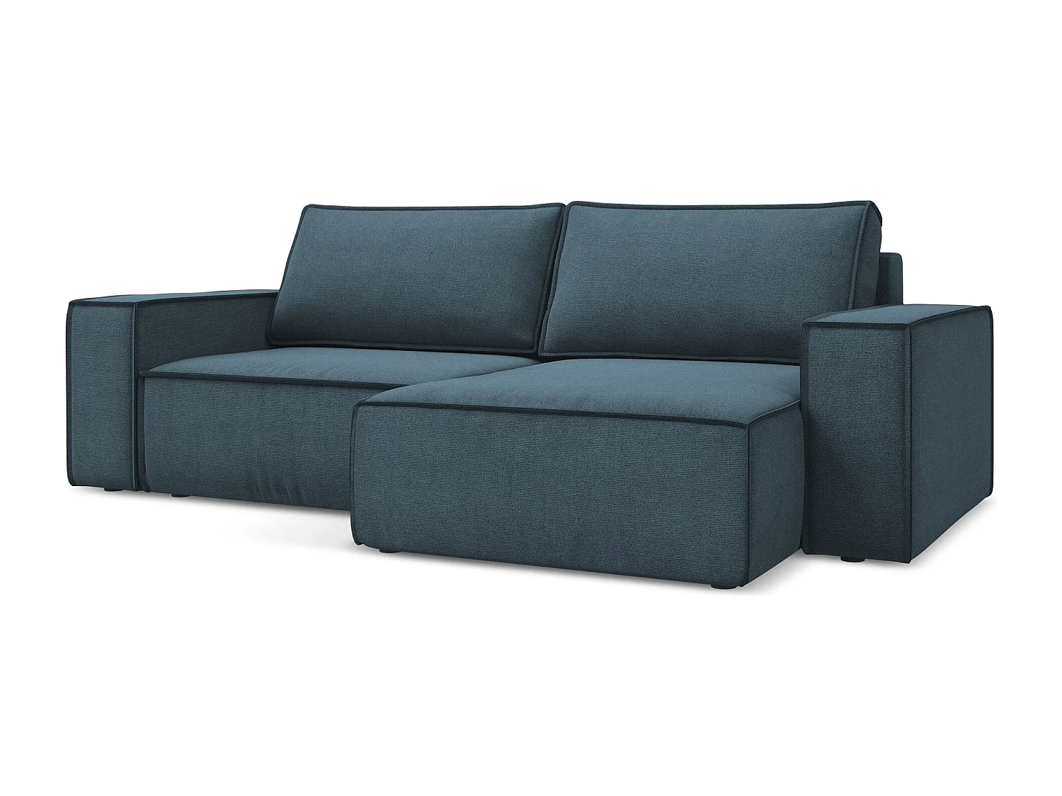 2-Sitzer Ecksofa mit Schlaffunktion - Ecke Rechts - Strukturstoff - Jeans - KIMO