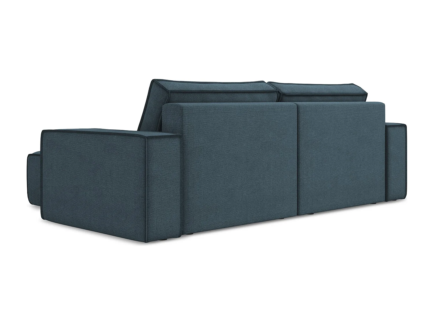 2-Sitzer Ecksofa mit Schlaffunktion - Ecke Rechts - Strukturstoff - Jeans - KIMO