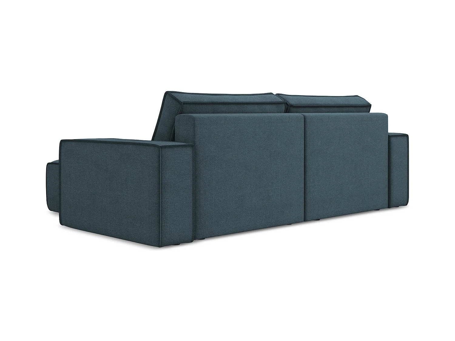 2-Sitzer Ecksofa mit Schlaffunktion - Ecke Rechts - Strukturstoff - Jeans - KIMO
