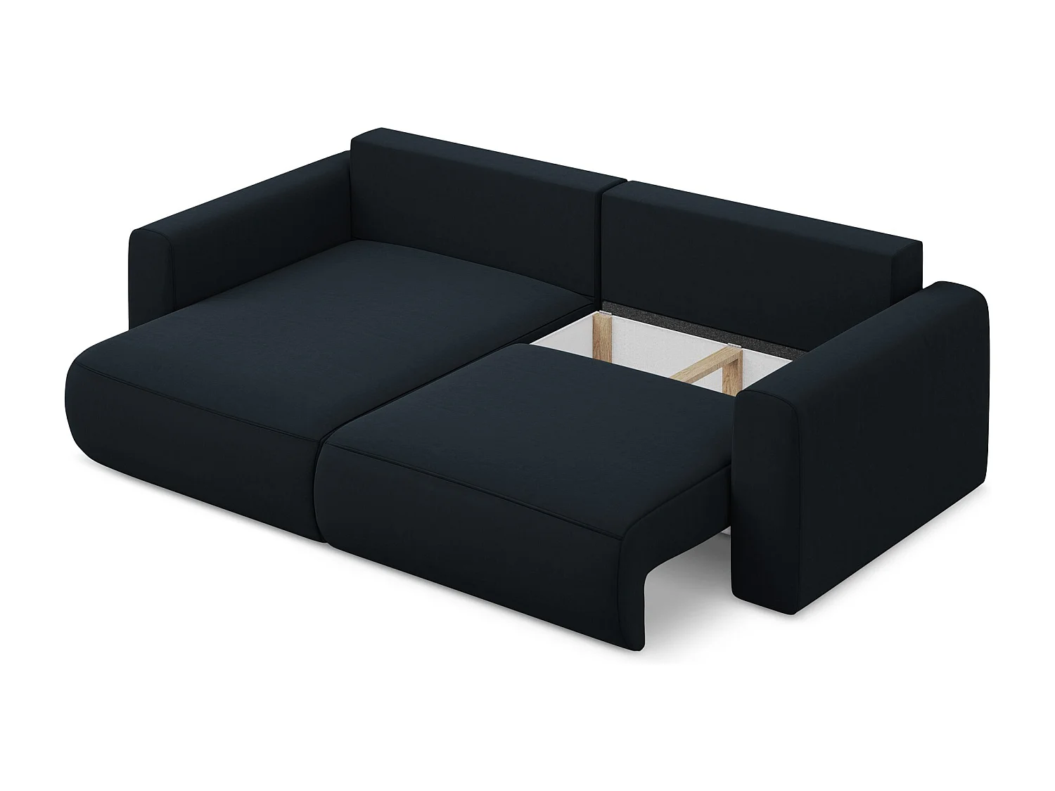 2-Sitzer Ecksofa mit Schlaffunktion - Ecke Links - Samt - Königsblau - KAPUA