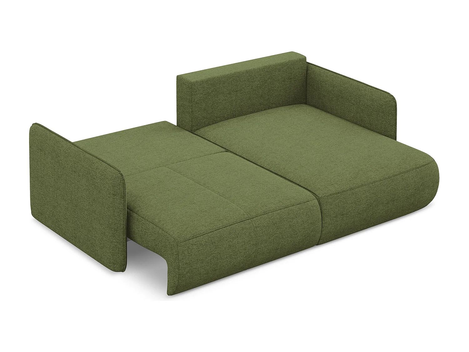 Canapé d’angle 2,5 places droit convertible en tissu chenille - bouteille verte - NANEA