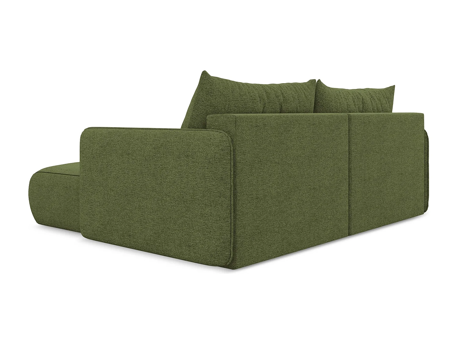 Canapé d’angle 2,5 places droit convertible en tissu chenille - bouteille verte - NANEA