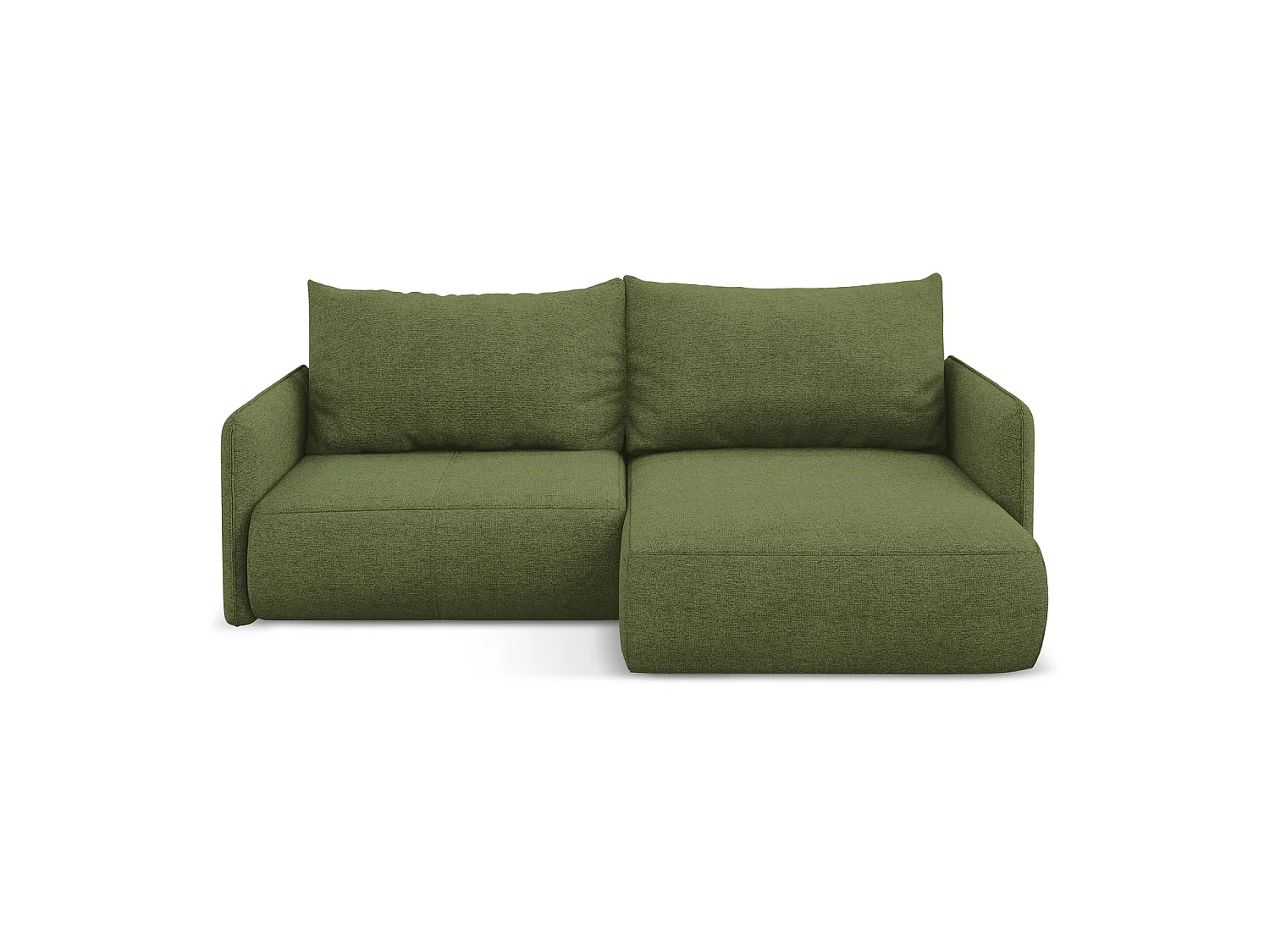 Canapé d’angle 2,5 places droit convertible en tissu chenille - bouteille verte - PALERMO