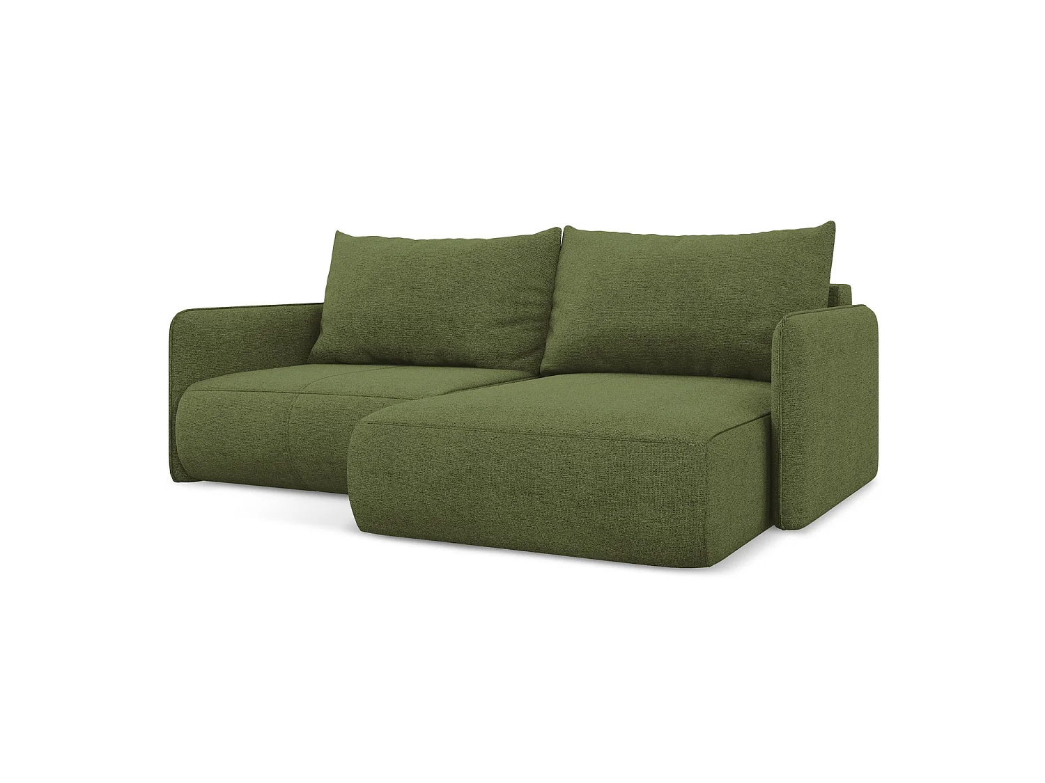 Canapé d’angle 2,5 places droit convertible en tissu chenille - bouteille verte - PALERMO