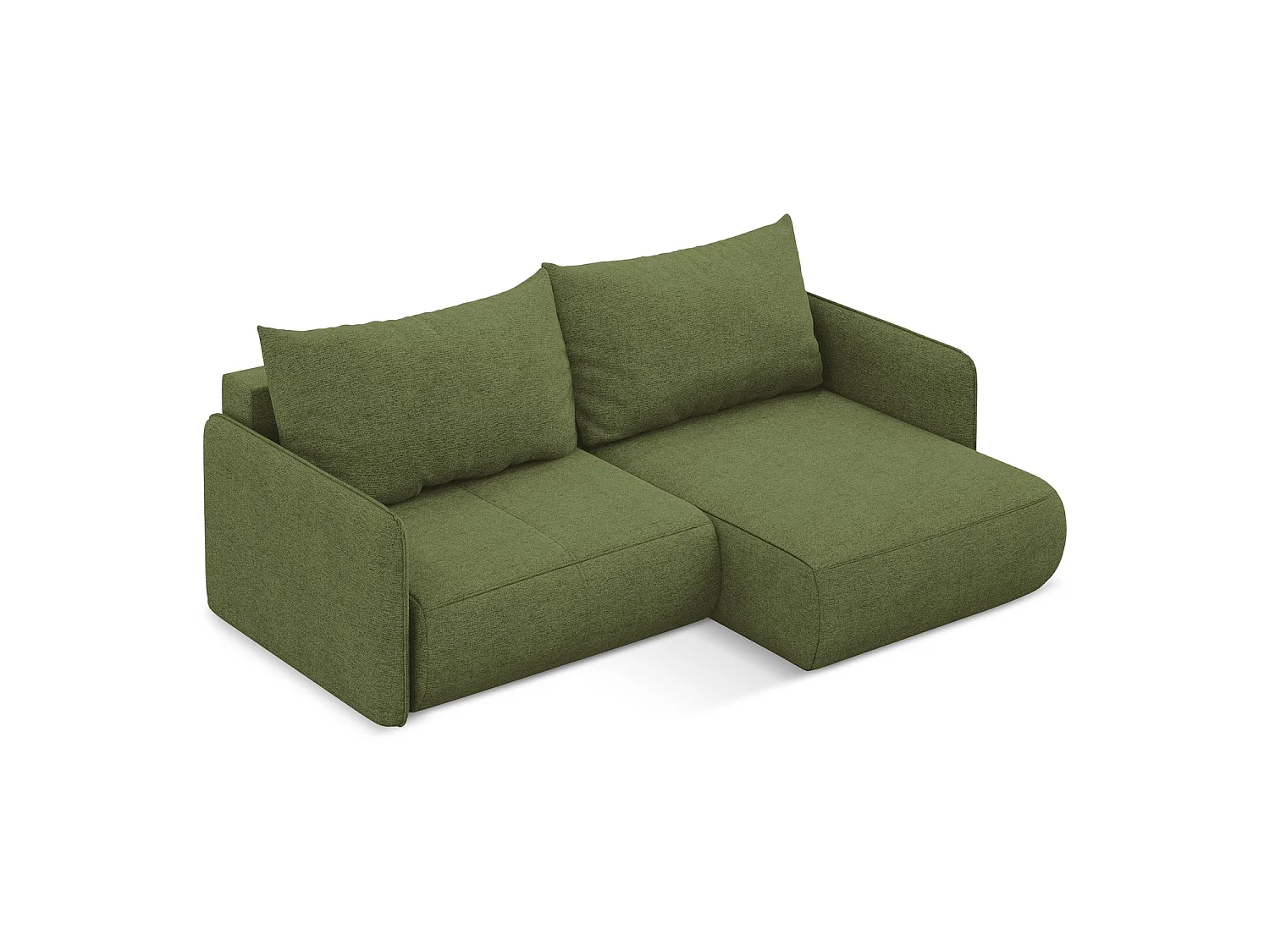 Canapé d’angle 2,5 places droit convertible en tissu chenille - bouteille verte - PALERMO