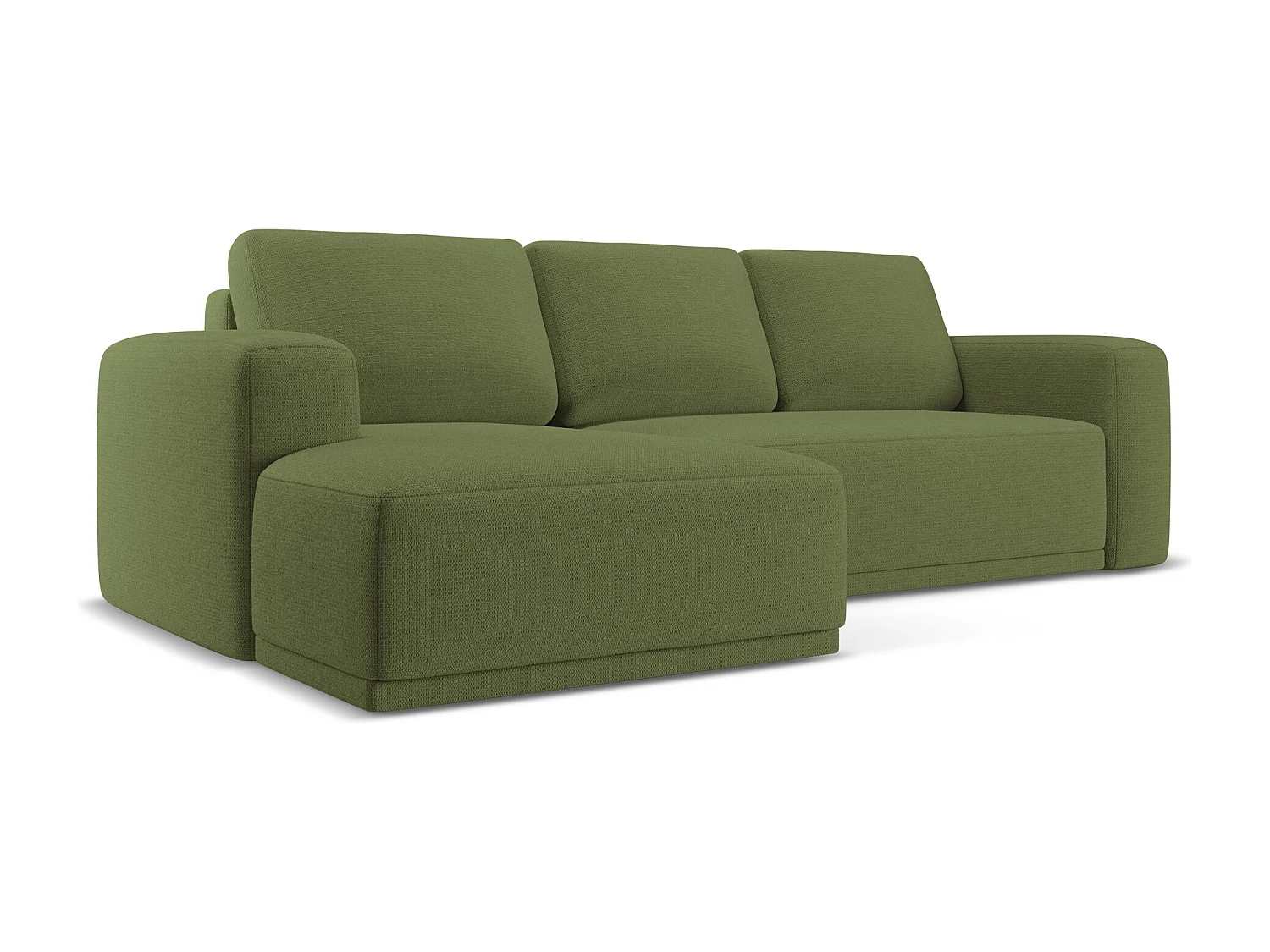 3-Sitzer Ecksofa mit Schlaffunktion - Ecke Links - Chenille - Flaschengrün - KAILA