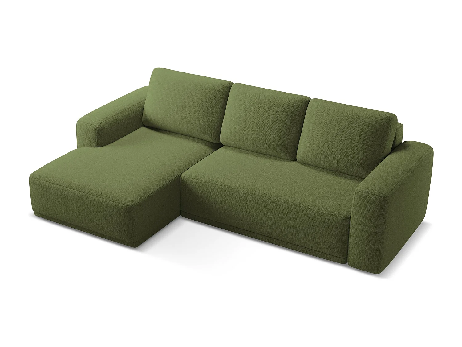 3-Sitzer Ecksofa mit Schlaffunktion - Ecke Links - Chenille - Flaschengrün - KAILA