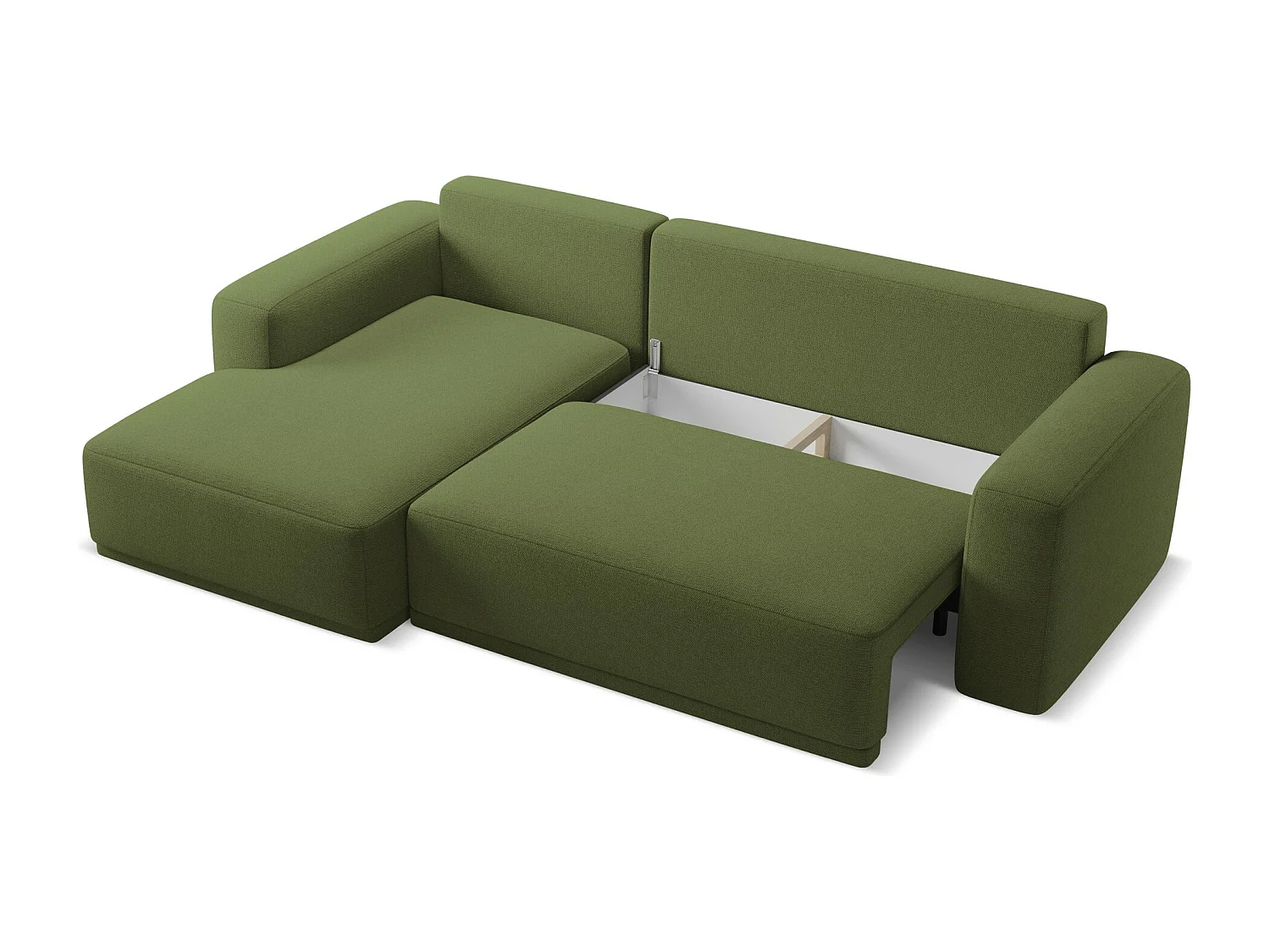 Canapé d'angle gauche convertible en tissu chenille - bouteille verte - KAILA