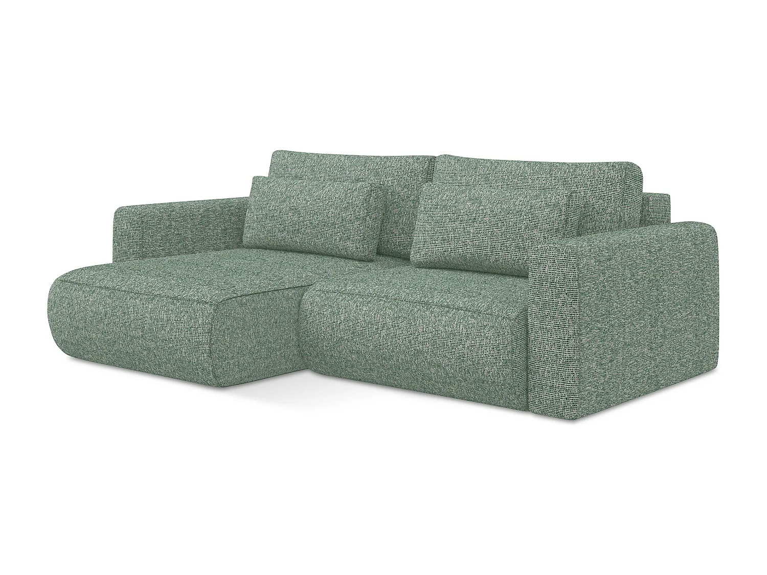 Canapé d’angle 2,5 places gauche convertible en tissu texturé - vert clair - KAPUA