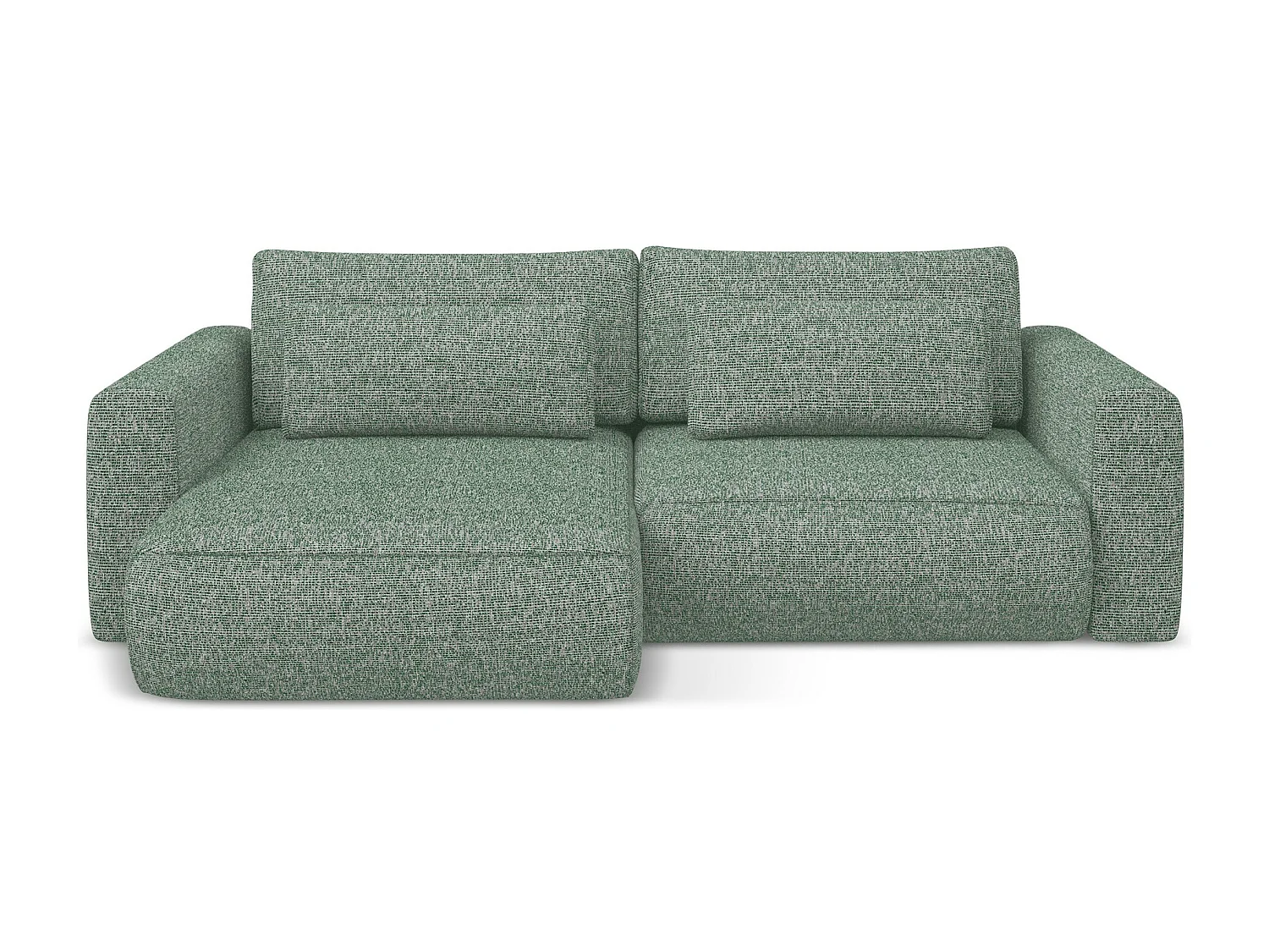 Canapé d’angle 2,5 places gauche convertible en tissu texturé - vert clair - KAPUA