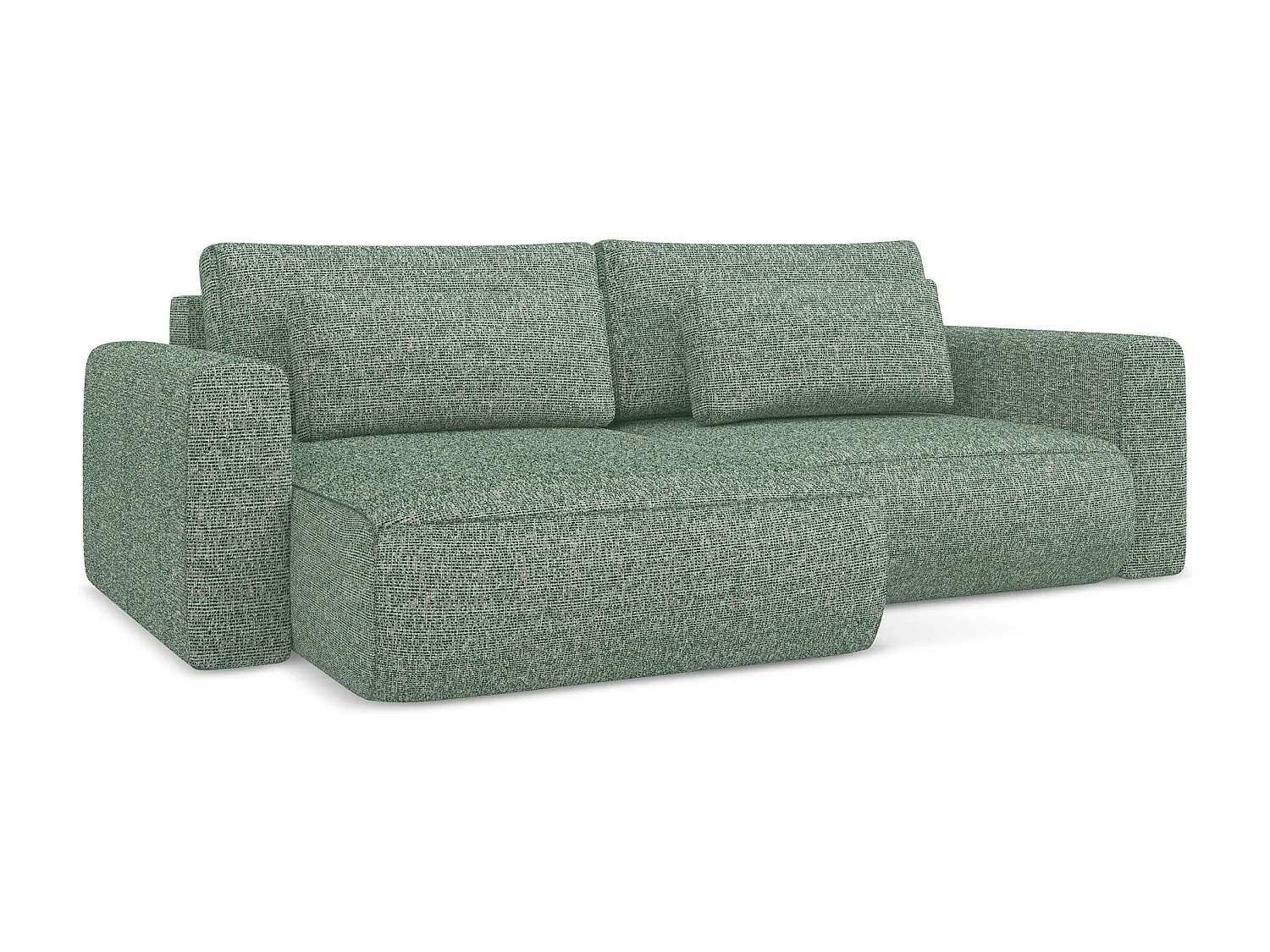 Canapé d’angle 2,5 places gauche convertible en tissu texturé - vert clair - KAPUA