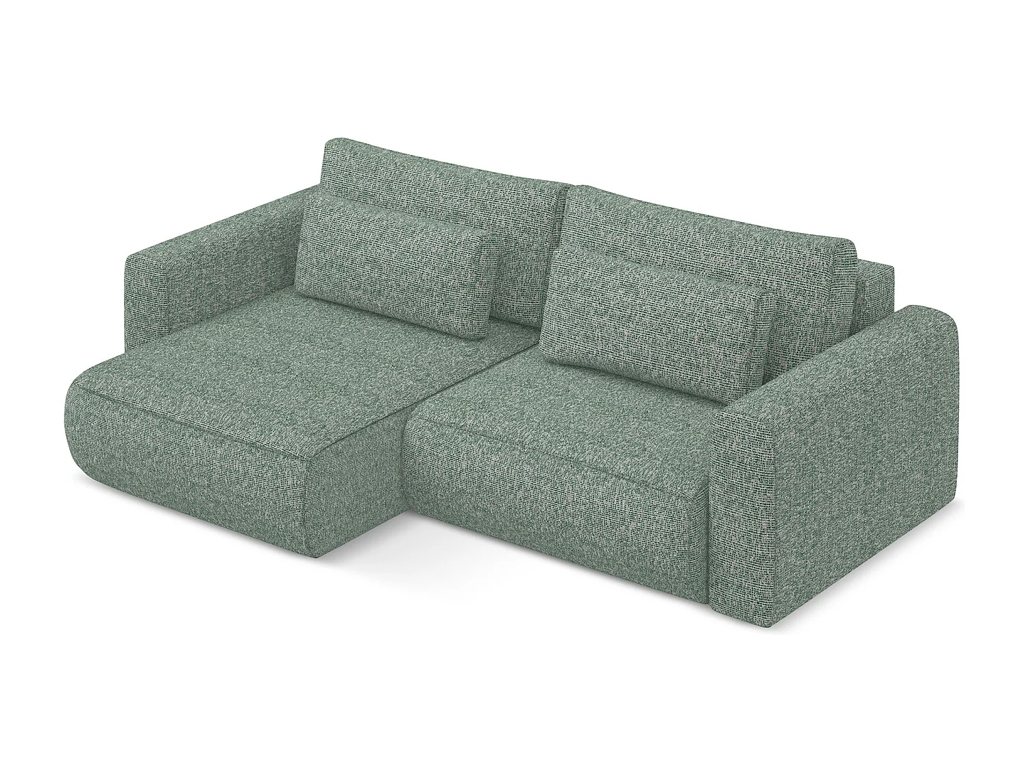 Canapé d’angle 2,5 places gauche convertible en tissu texturé - vert clair - KAPUA