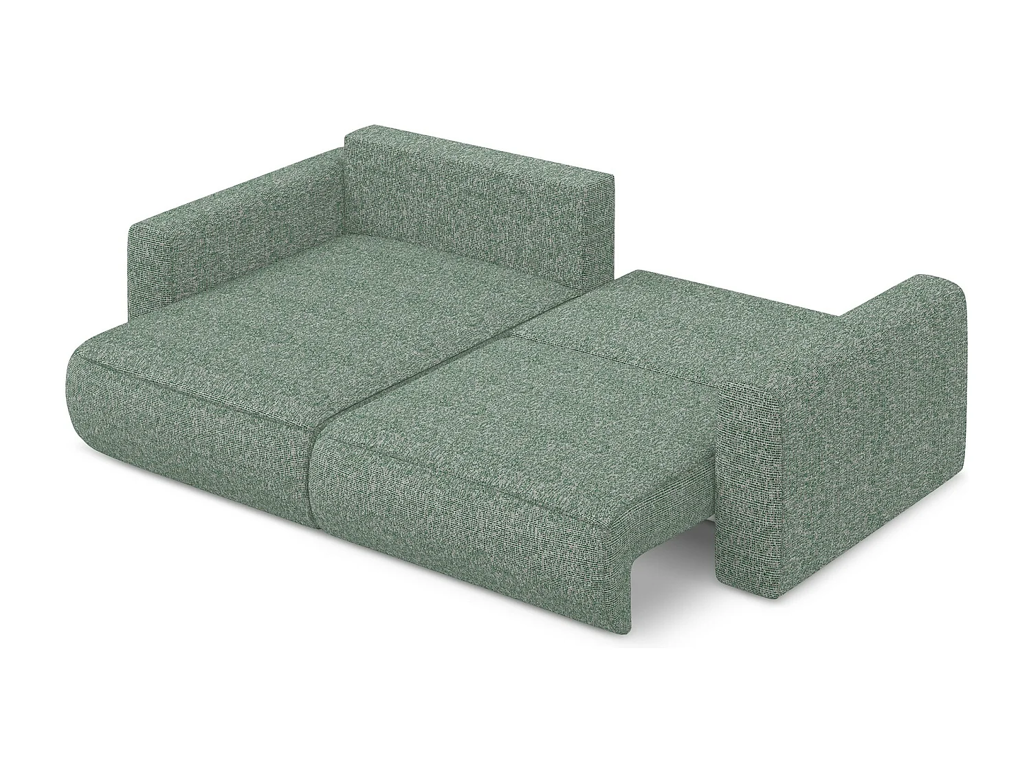 Canapé d’angle 2,5 places gauche convertible en tissu texturé - vert clair - KAPUA