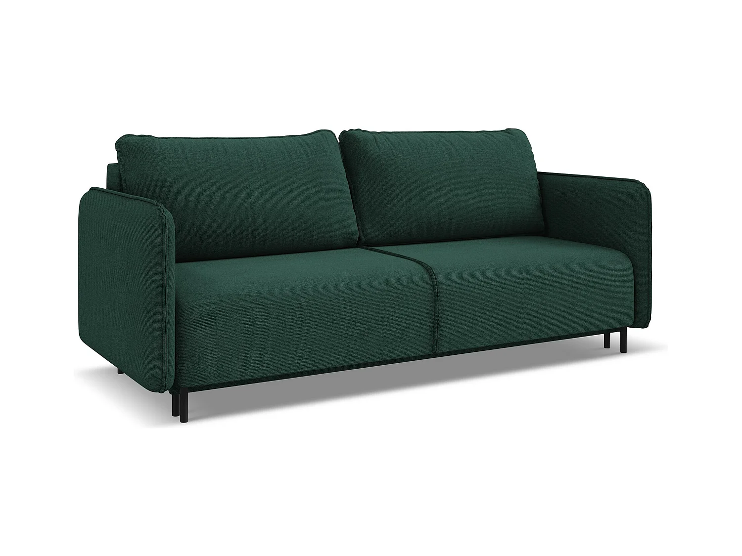 Canapé 3 places convertible en tissu texturé - bouteille verte - LUANA