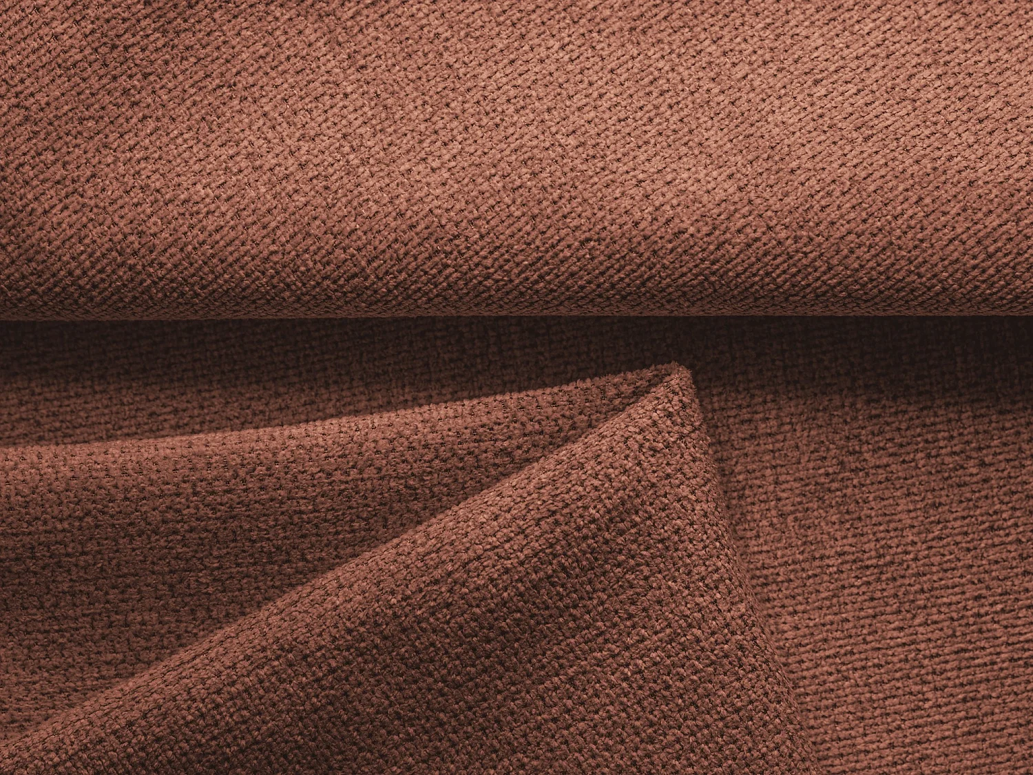 Driezits-slaapbank van gedempt roze chenille stof - MALIE