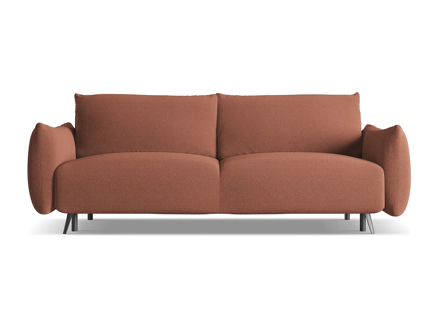 Driezits-slaapbank van gedempt roze chenille stof - MALIE