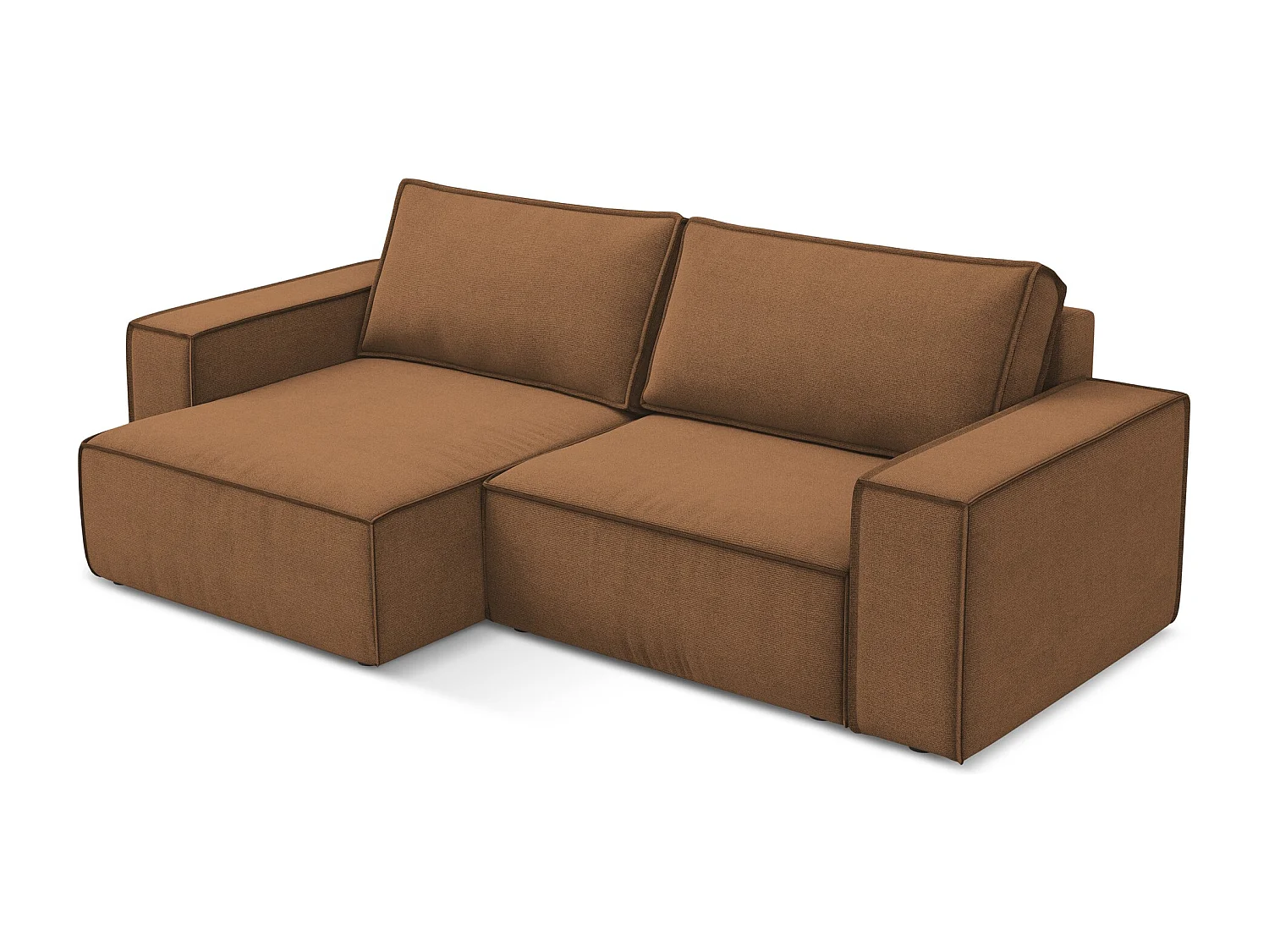 Narożnik lewostronny z funkcją spania - z tkaniny strukturalnej - terakota - KIMO