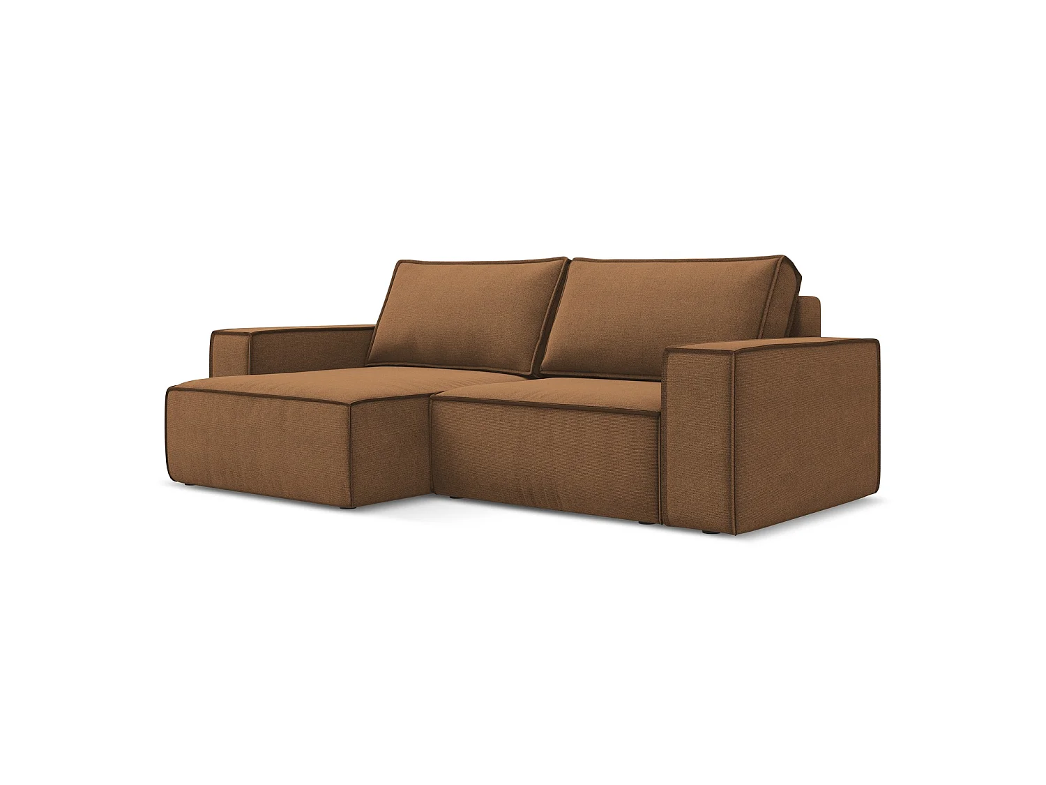 2-Sitzer Ecksofa mit Schlaffunktion - Ecke Links - Strukturstoff - Terrakotta - LIVORNO