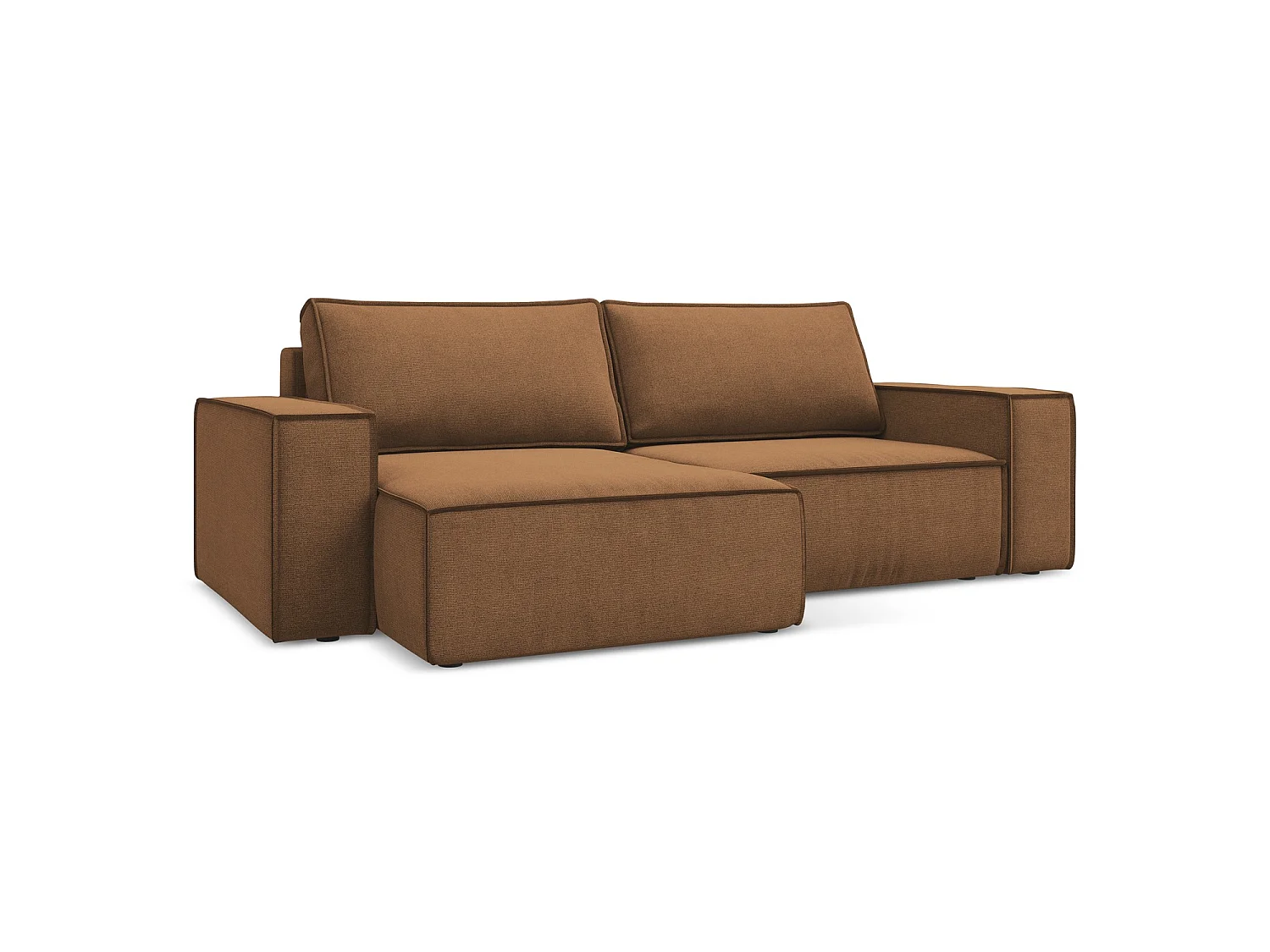 2-Sitzer Ecksofa mit Schlaffunktion - Ecke Links - Strukturstoff - Terrakotta - LIVORNO