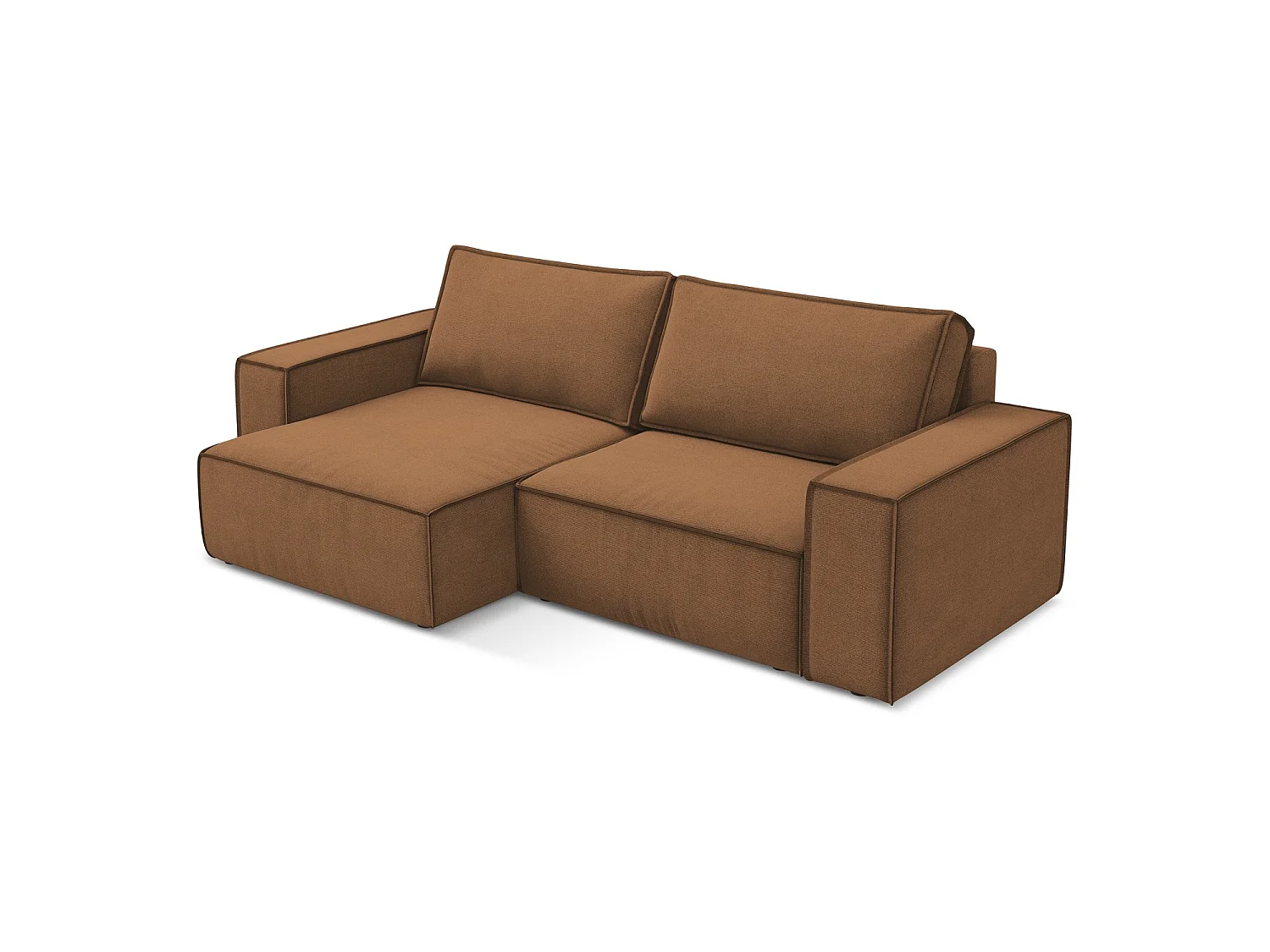 2-Sitzer Ecksofa mit Schlaffunktion - Ecke Links - Strukturstoff - Terrakotta - LIVORNO
