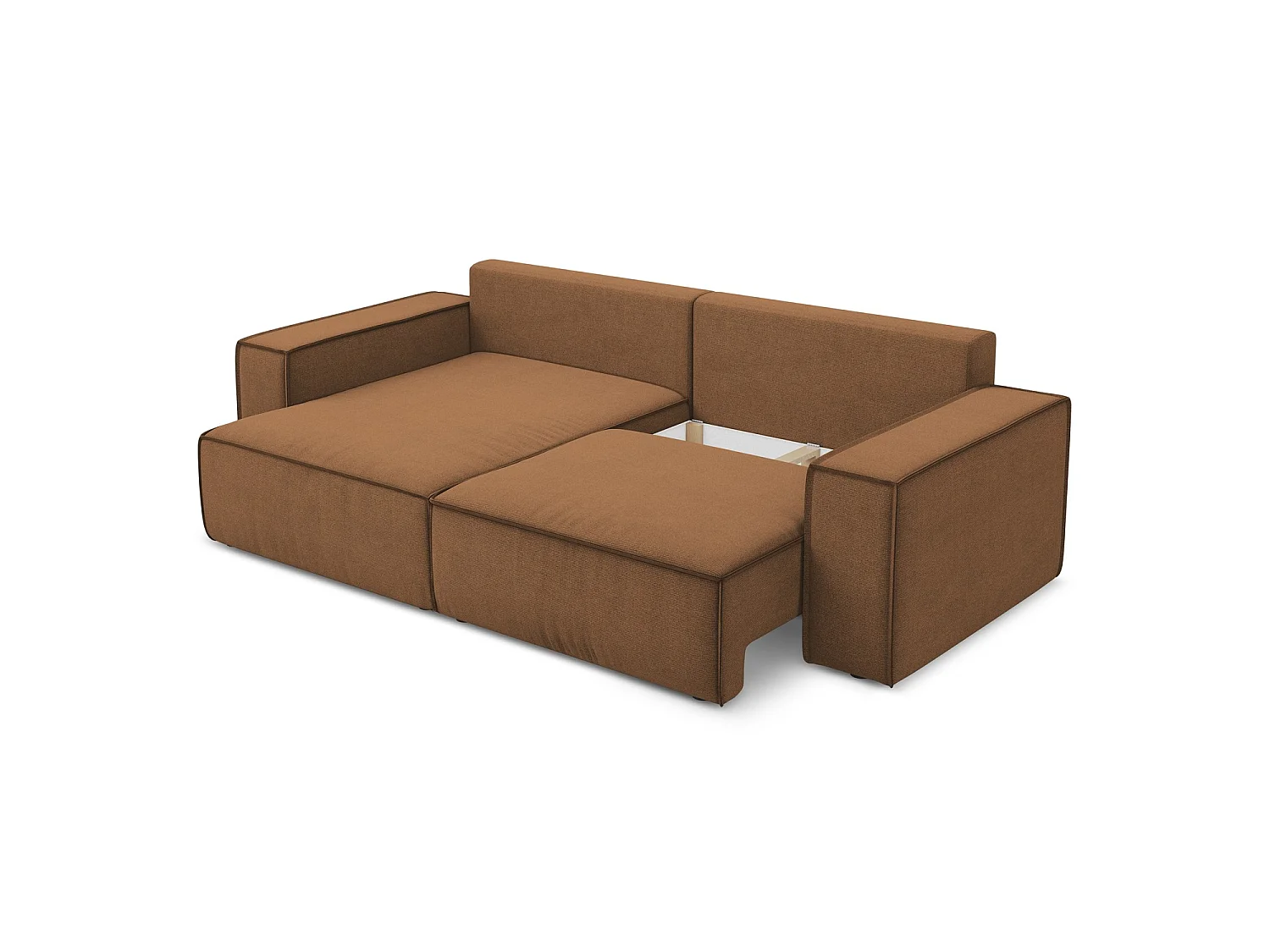 2-Sitzer Ecksofa mit Schlaffunktion - Ecke Links - Strukturstoff - Terrakotta - LIVORNO