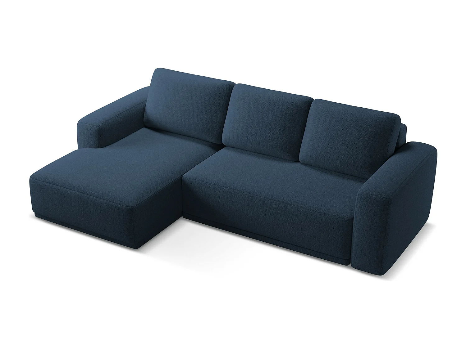 Hoekslaapbank links van koningsblauw chenille stof - KAILA