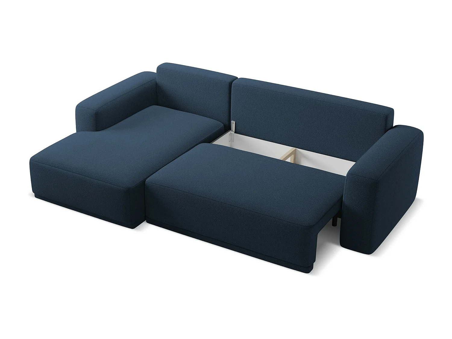 Canapé d'angle gauche convertible en tissu chenille - bleu royal - KAILA