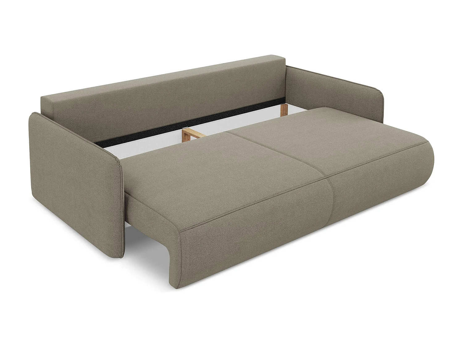 Canapé 3 places convertible en tissu texturé - beige foncé - NANEA