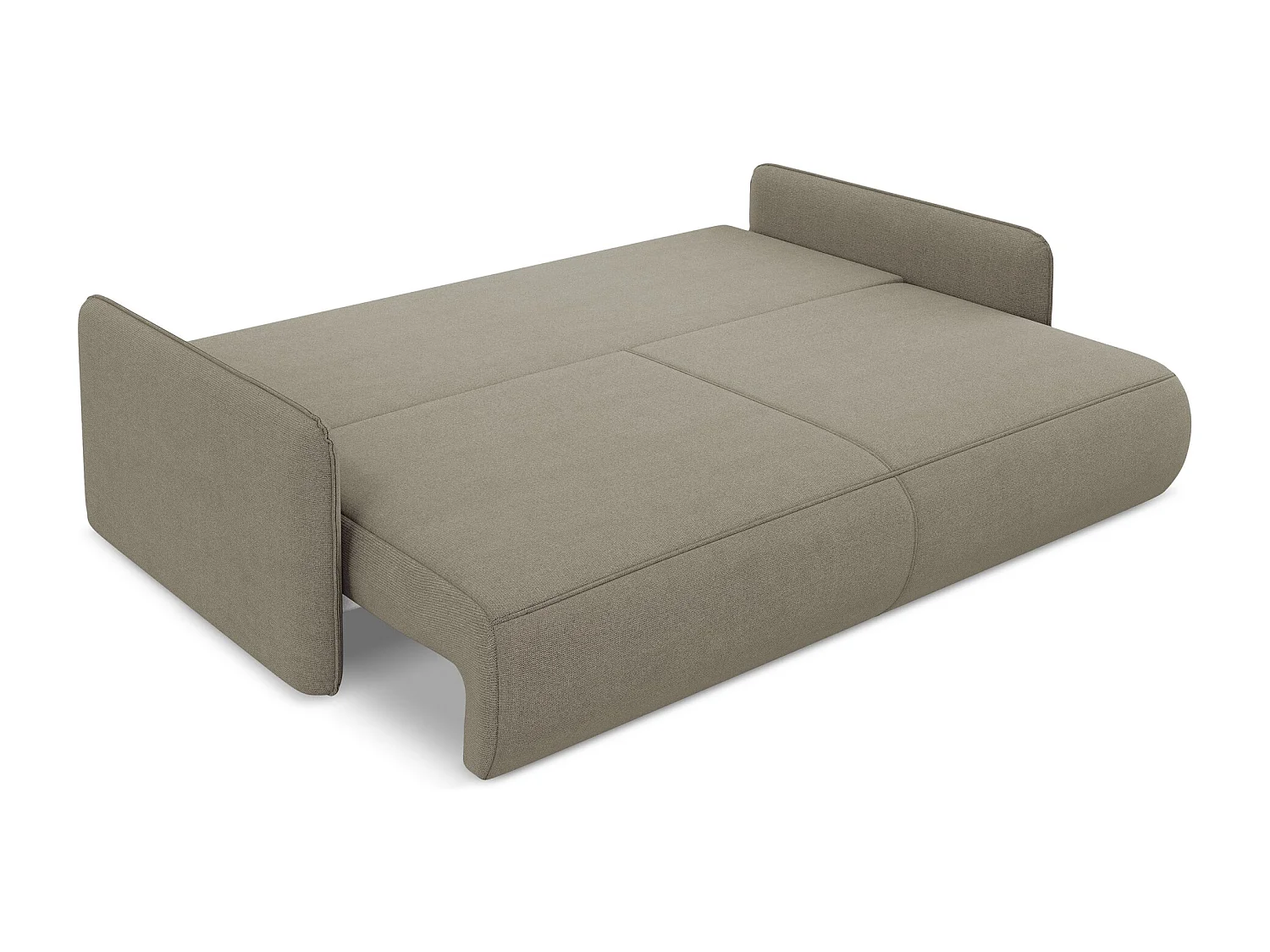 Canapé 3 places convertible en tissu texturé - beige foncé - NANEA