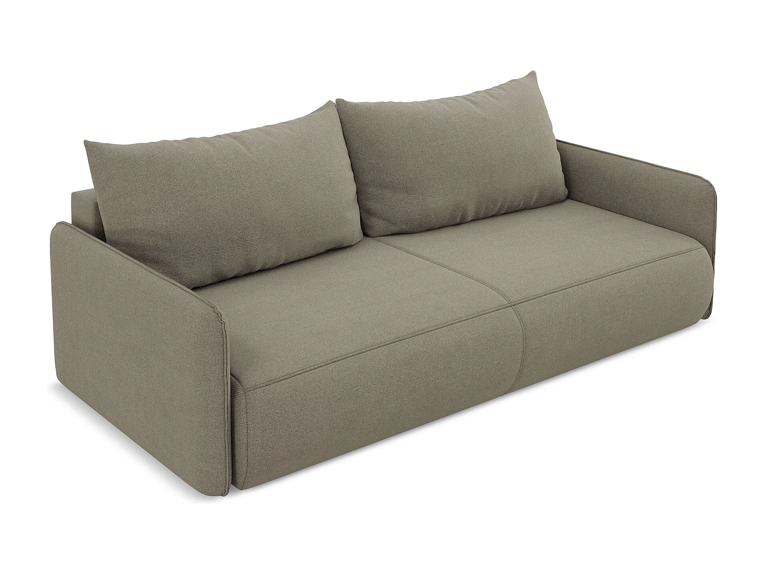 Canapé 3 places convertible en tissu texturé - beige foncé - NANEA