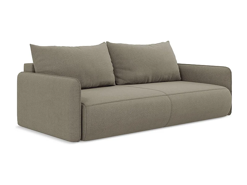 Canapé 3 places convertible en tissu texturé - beige foncé - NANEA