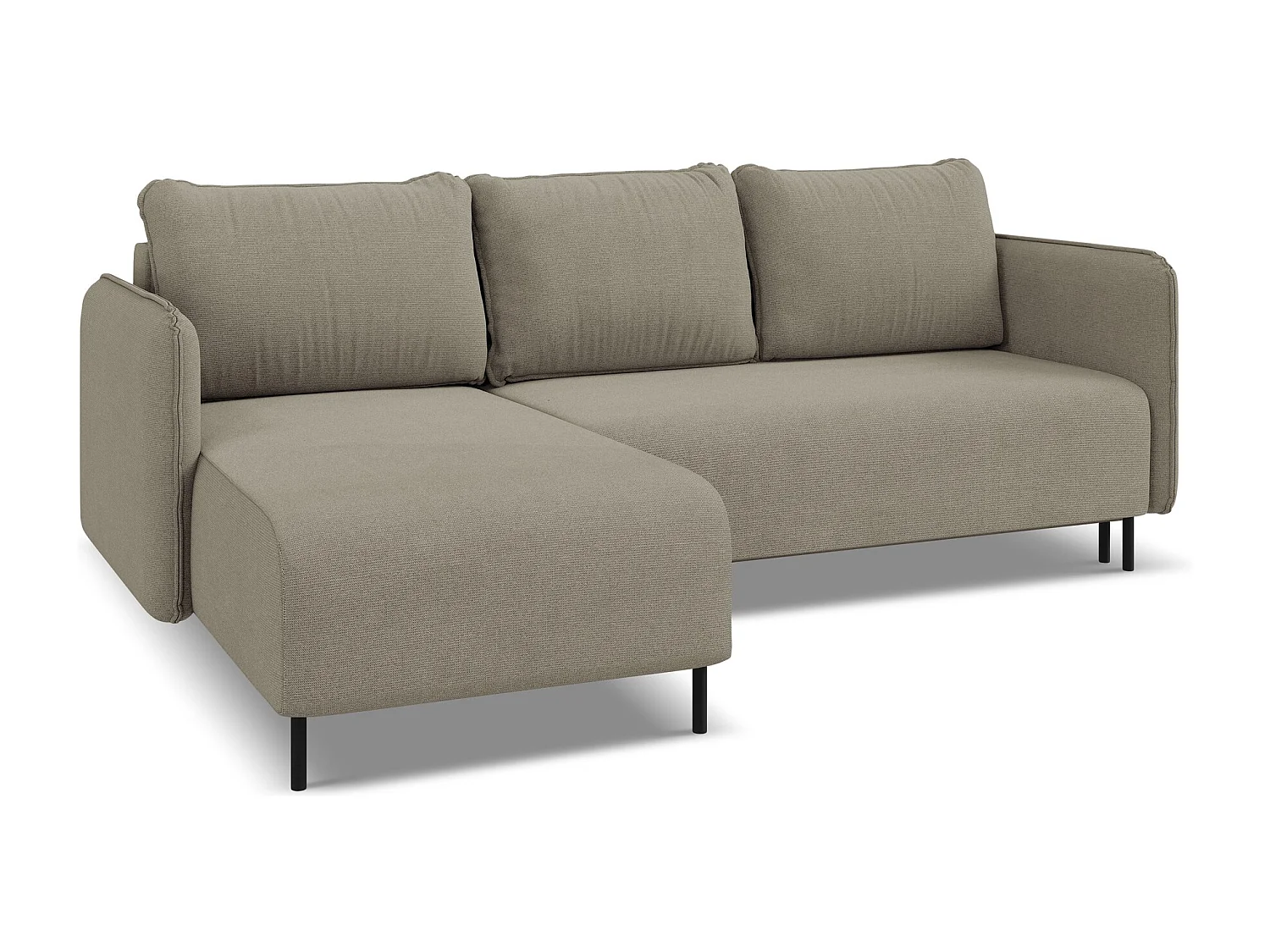 3-Sitzer Ecksofa mit Schlaffunktion - Ecke Links - Strukturstoff - Dunkelbeige - LUANA