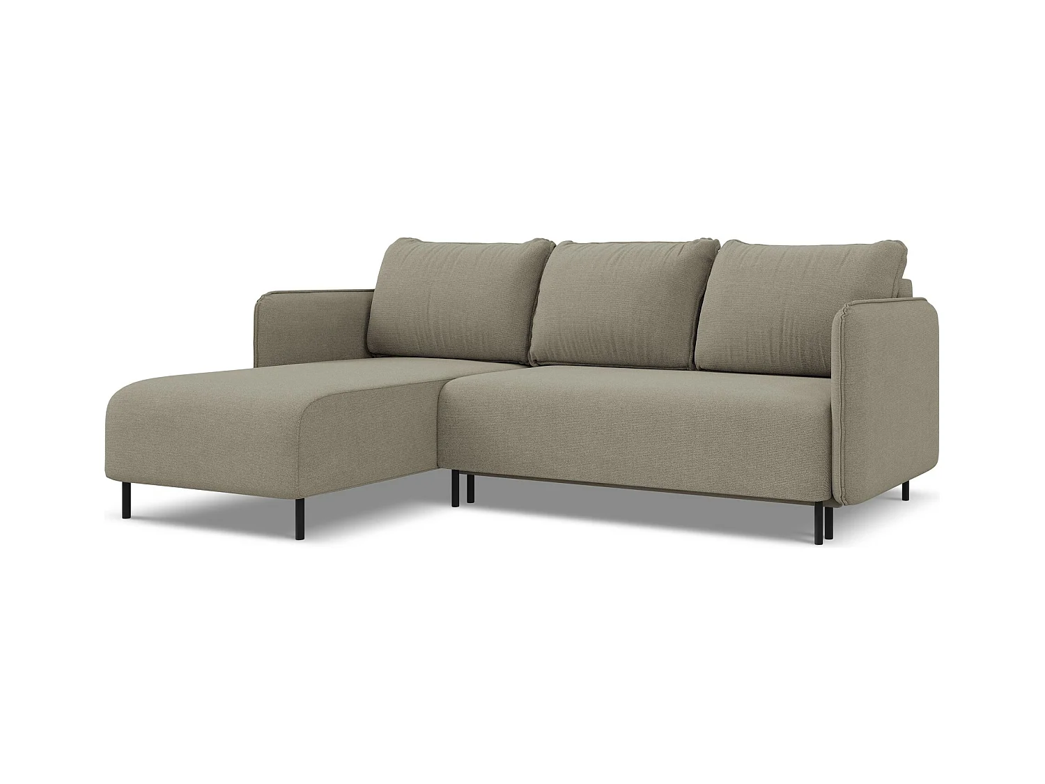 3-Sitzer Ecksofa mit Schlaffunktion - Ecke Links - Strukturstoff - Dunkelbeige - LUANA