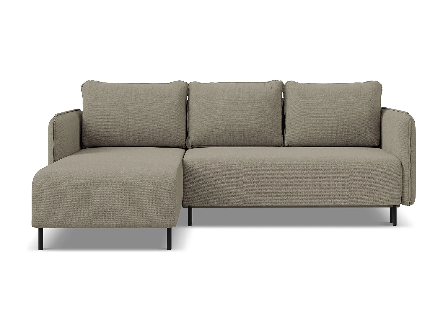 Canapé d'angle gauche convertible en tissu texturé - beige foncé - LUANA